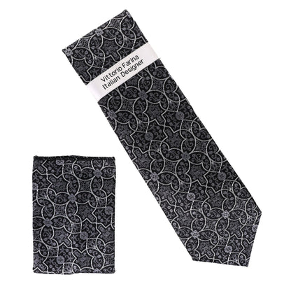 Vittorio Farina Men's Floral Design Necktie & Pocket Square - D-1362 - Necktie & Pocket Square - Vittorio Farina