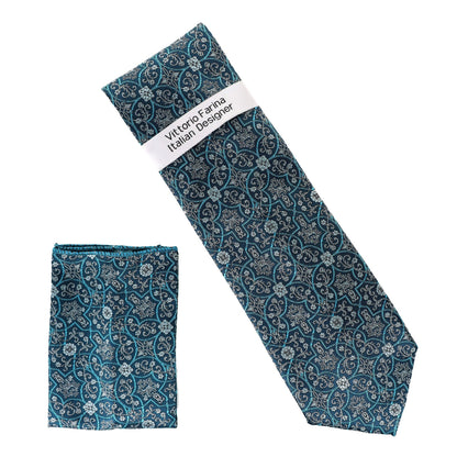 Vittorio Farina Men's Floral Design Necktie & Pocket Square - D-1362 - Necktie & Pocket Square - Vittorio Farina