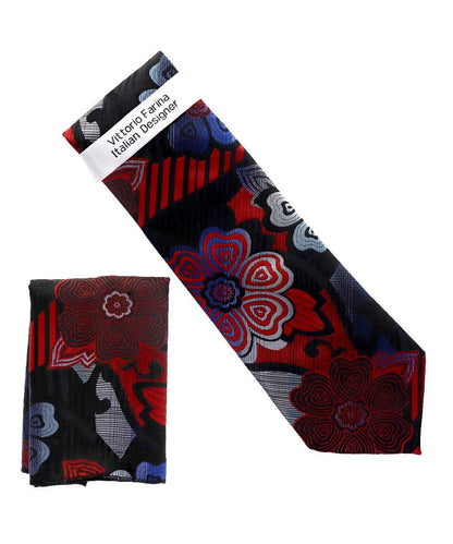 Vittorio Farina Men's Floral Design Necktie & Pocket Square - D-1362 - Necktie & Pocket Square - Vittorio Farina