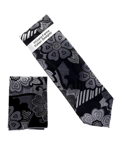 Vittorio Farina Men's Floral Design Necktie & Pocket Square - D-1362 - Necktie & Pocket Square - Vittorio Farina
