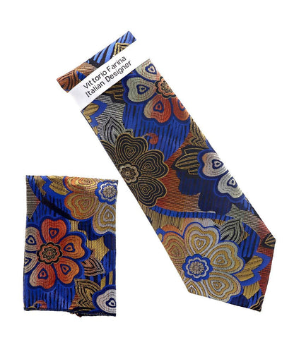 Vittorio Farina Men's Floral Design Necktie & Pocket Square - D-1362 - Necktie & Pocket Square - Vittorio Farina