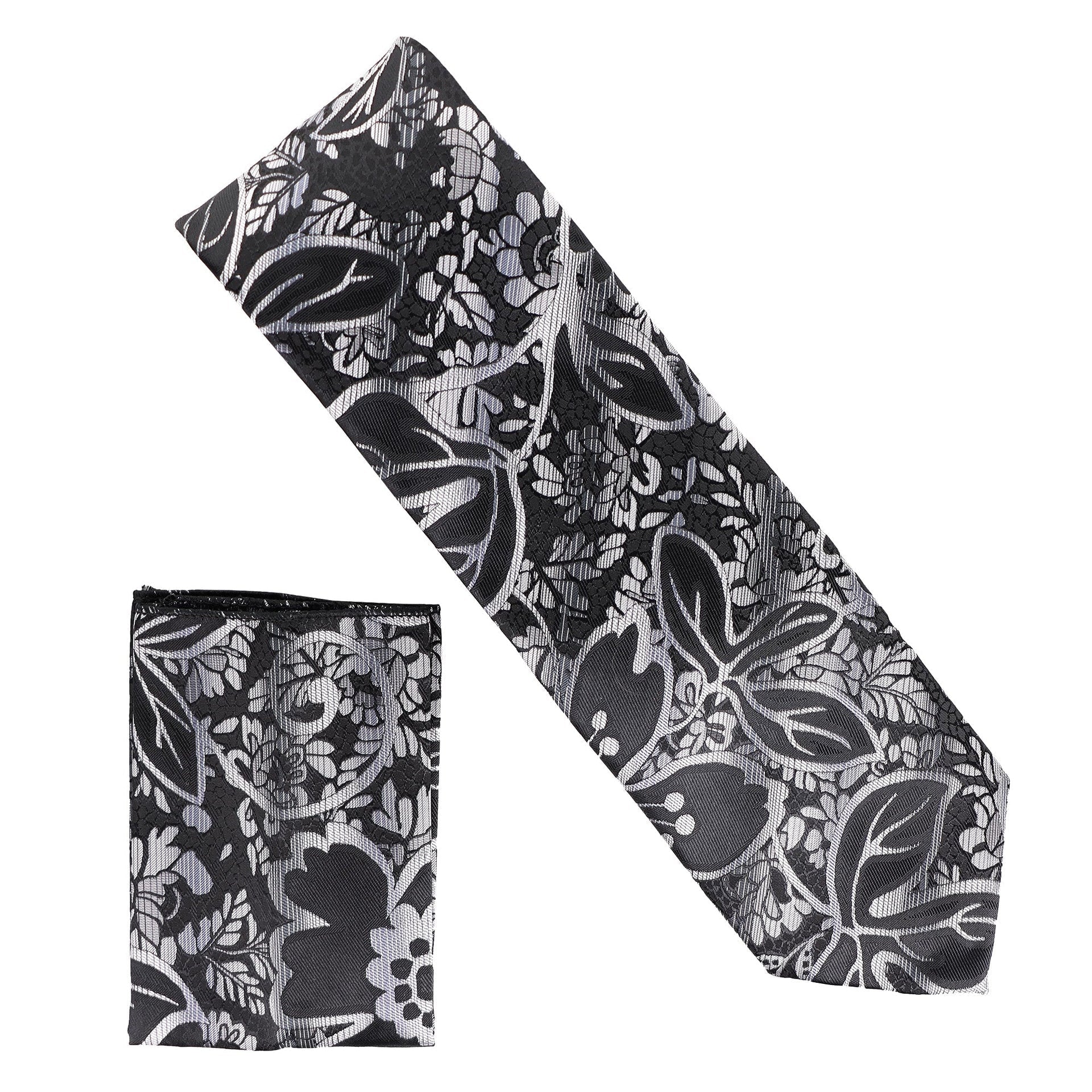 Vittorio Farina Men's Floral Design Necktie & Pocket Square - D-1319 - Necktie & Pocket Square - Vittorio Farina