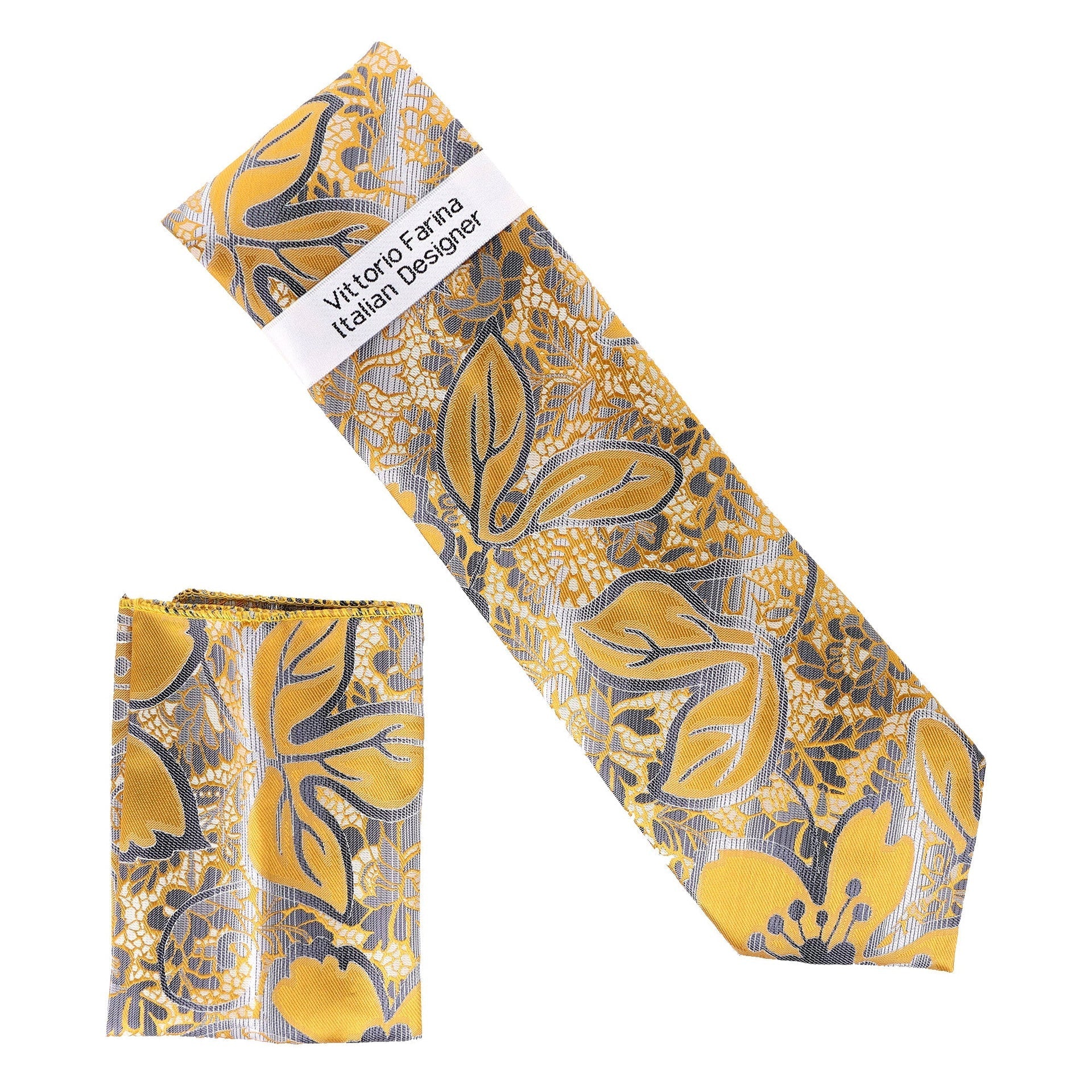 Vittorio Farina Men's Floral Design Necktie & Pocket Square - D-1319 - Necktie & Pocket Square - Vittorio Farina