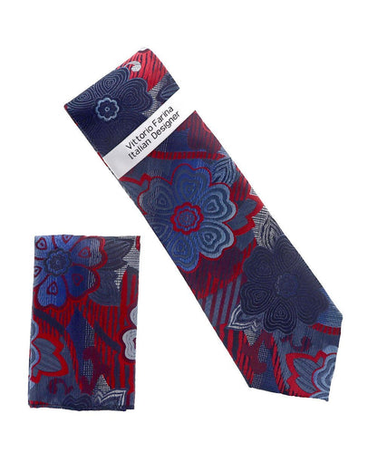 Vittorio Farina Men's Floral Design Necktie & Pocket Square - NH-D_1478 - Necktie & Pocket Square - Vittorio Farina