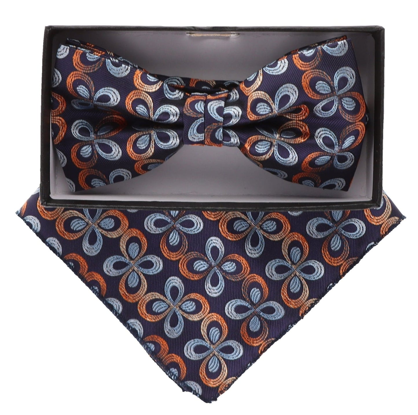 Vittorio Farina Men's Floral Design Satin Bow Tie & Pocket Square in Gift Box - BH-21007 - Bow Tie & Pocket Square - Vittorio Farina