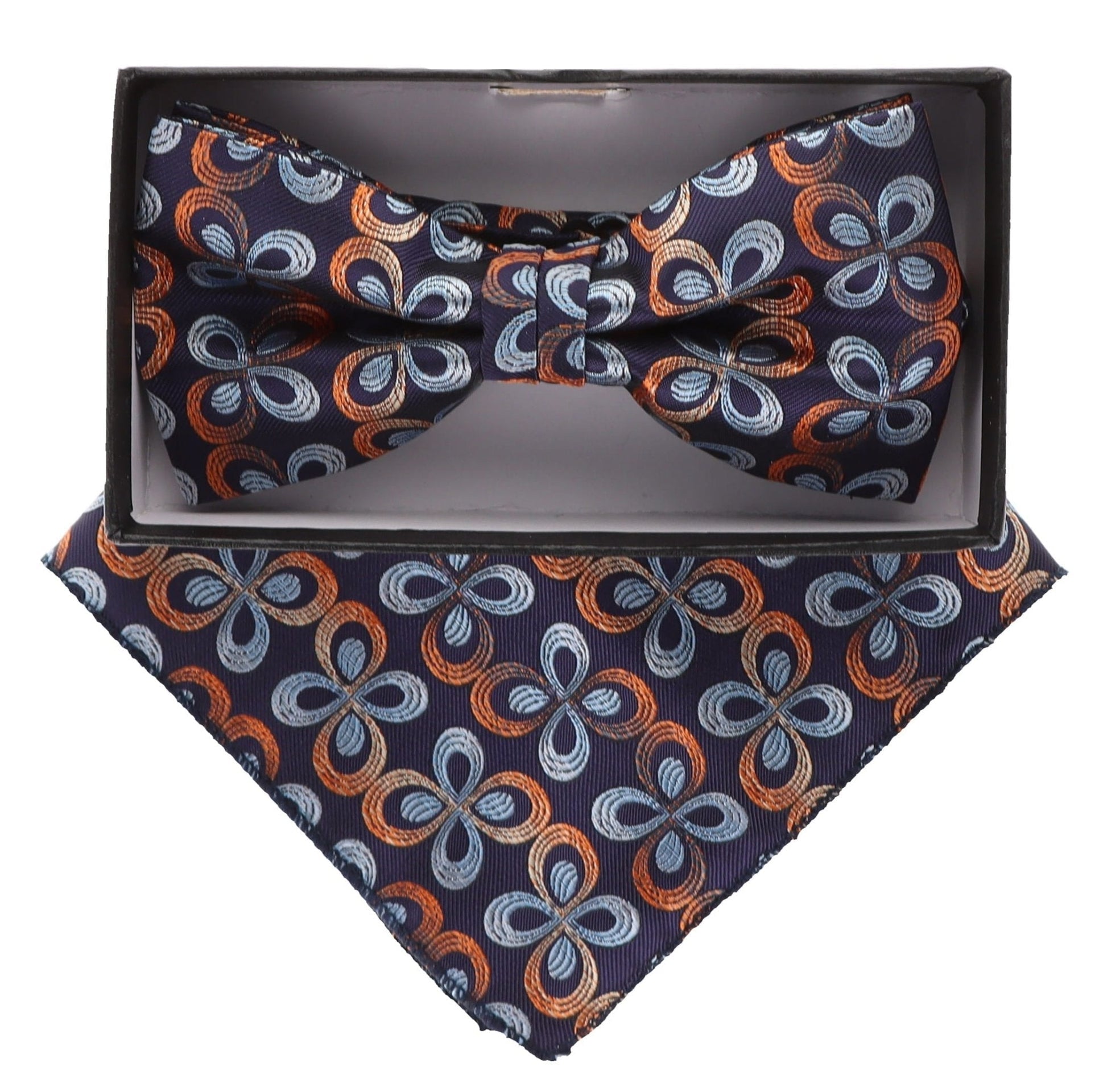 Vittorio Farina Men's Floral Design Satin Bow Tie & Pocket Square in Gift Box - BH-21007 - Bow Tie & Pocket Square - Vittorio Farina