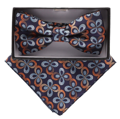 Vittorio Farina Men's Floral Design Satin Bow Tie & Pocket Square in Gift Box - BH-21007 - Bow Tie & Pocket Square - Vittorio Farina