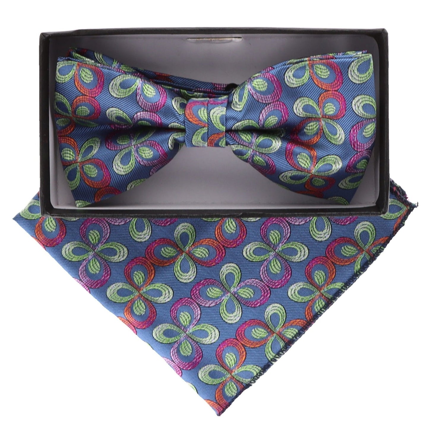 Vittorio Farina Men's Floral Design Satin Bow Tie & Pocket Square in Gift Box - BH-21009 - Bow Tie & Pocket Square - Vittorio Farina