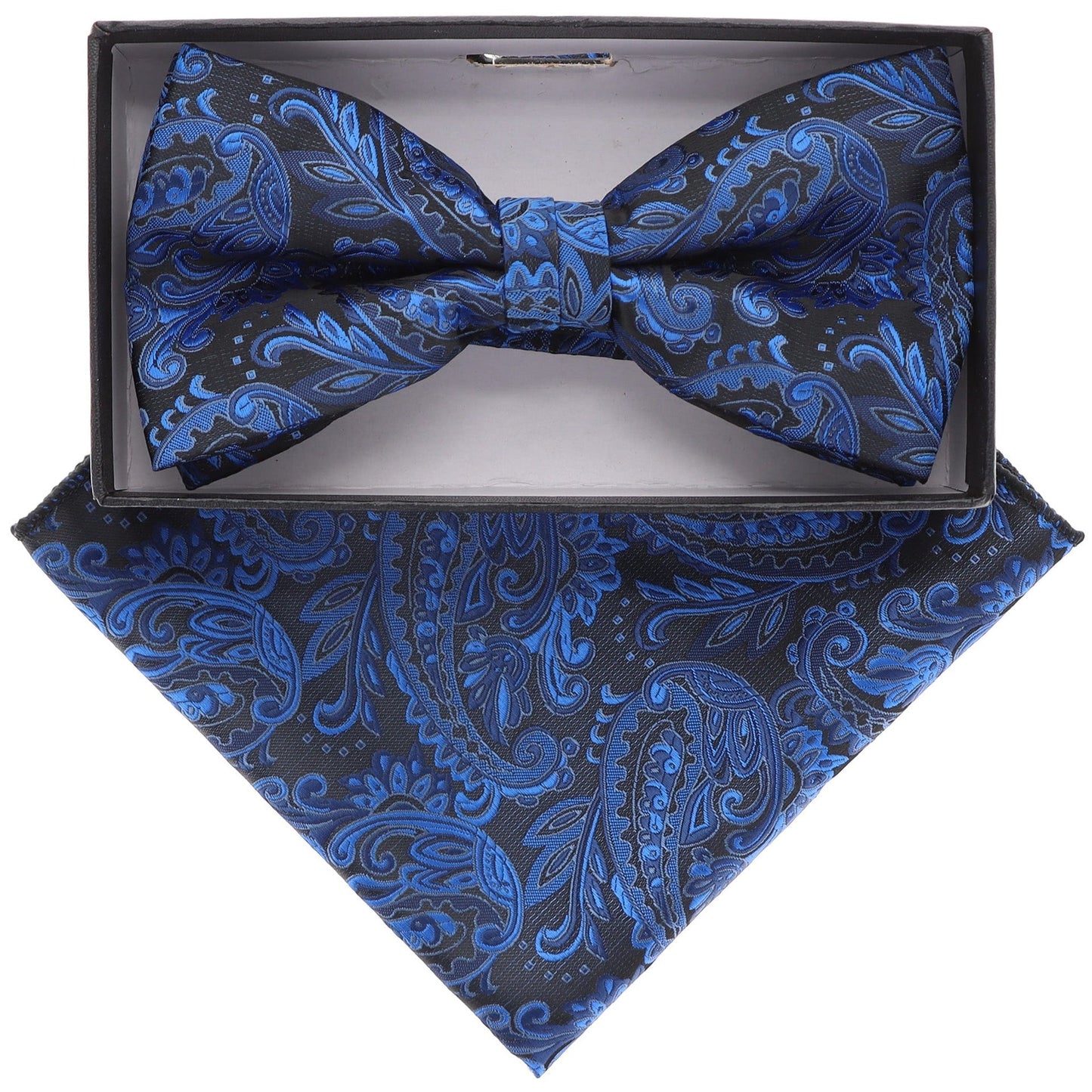 Vittorio Farina Men's Floral Design Satin Bow Tie & Pocket Square in Gift Box - BH-21145 - Bow Tie & Pocket Square - Vittorio Farina