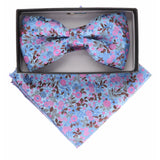 Vittorio Farina Men's Floral Design Satin Bow Tie & Pocket Square in Gift Box - BH-5216 - Bow Tie & Pocket Square - Vittorio Farina