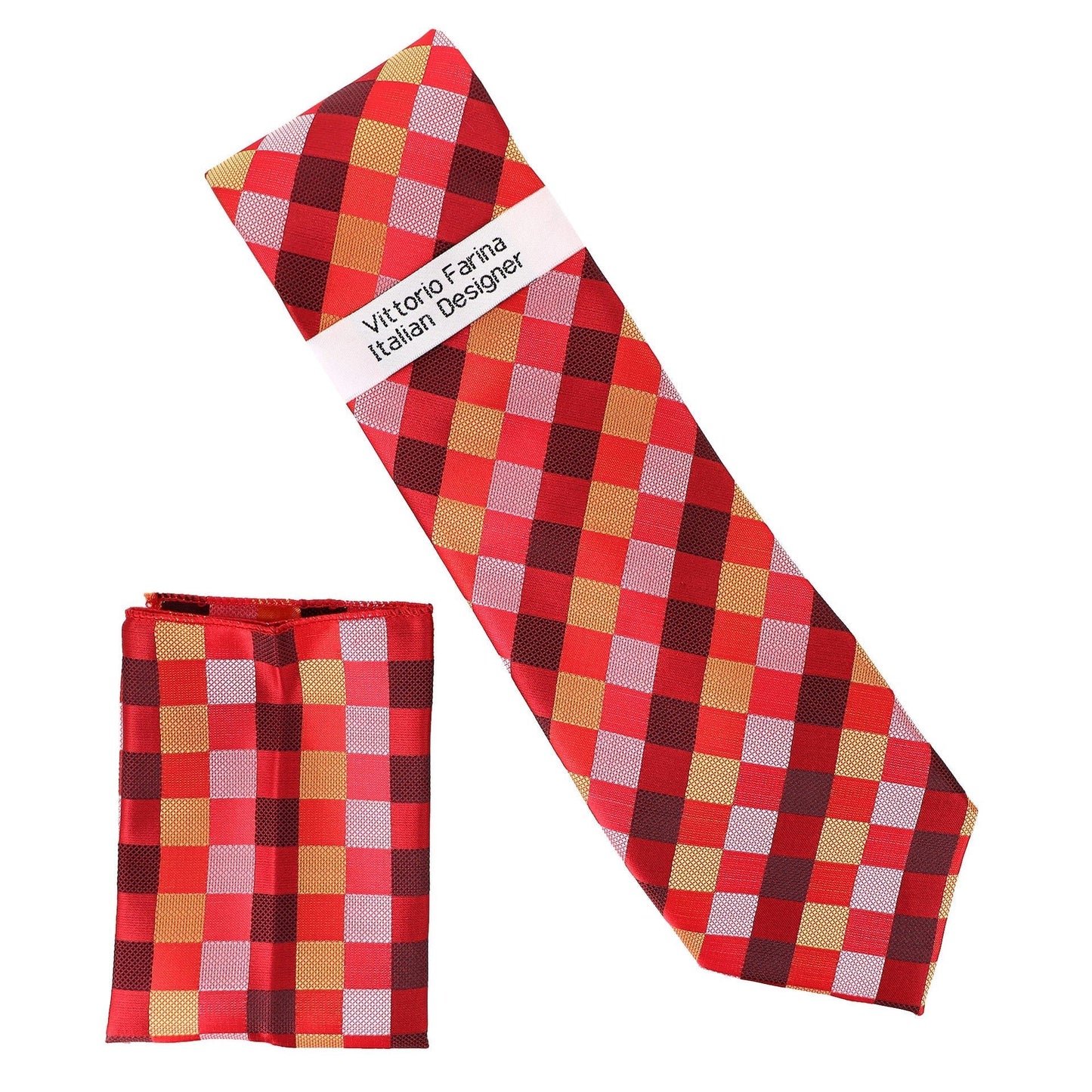 Vittorio Farina Men's Geometric Design Necktie & Pocket Square - D-1331 - Necktie & Pocket Square - Vittorio Farina