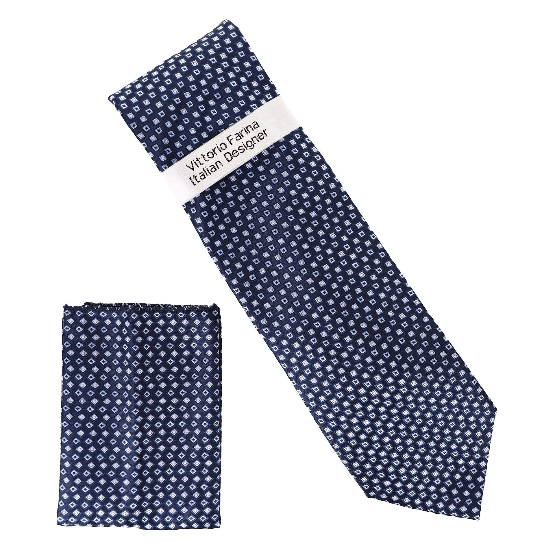 Vittorio Farina Men's Geometric Design Necktie & Pocket Square - D-1331 - Necktie & Pocket Square - Vittorio Farina