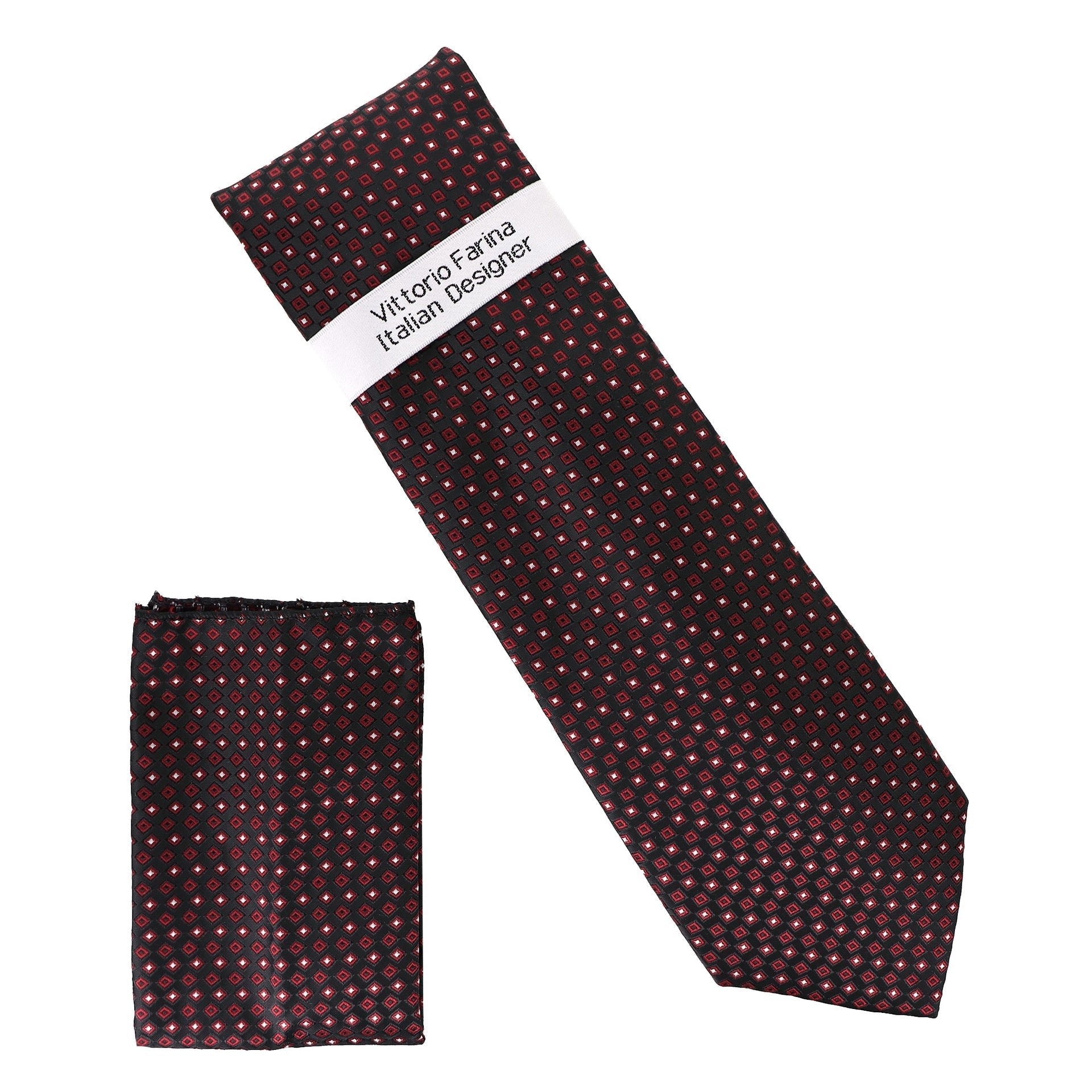 Vittorio Farina Men's Geometric Design Necktie & Pocket Square - D-1331 - Necktie & Pocket Square - Vittorio Farina