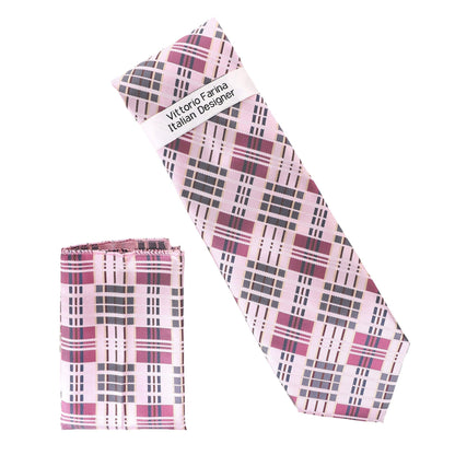 Vittorio Farina Men's Geometric Design Necktie & Pocket Square - D-1331 - Necktie & Pocket Square - Vittorio Farina