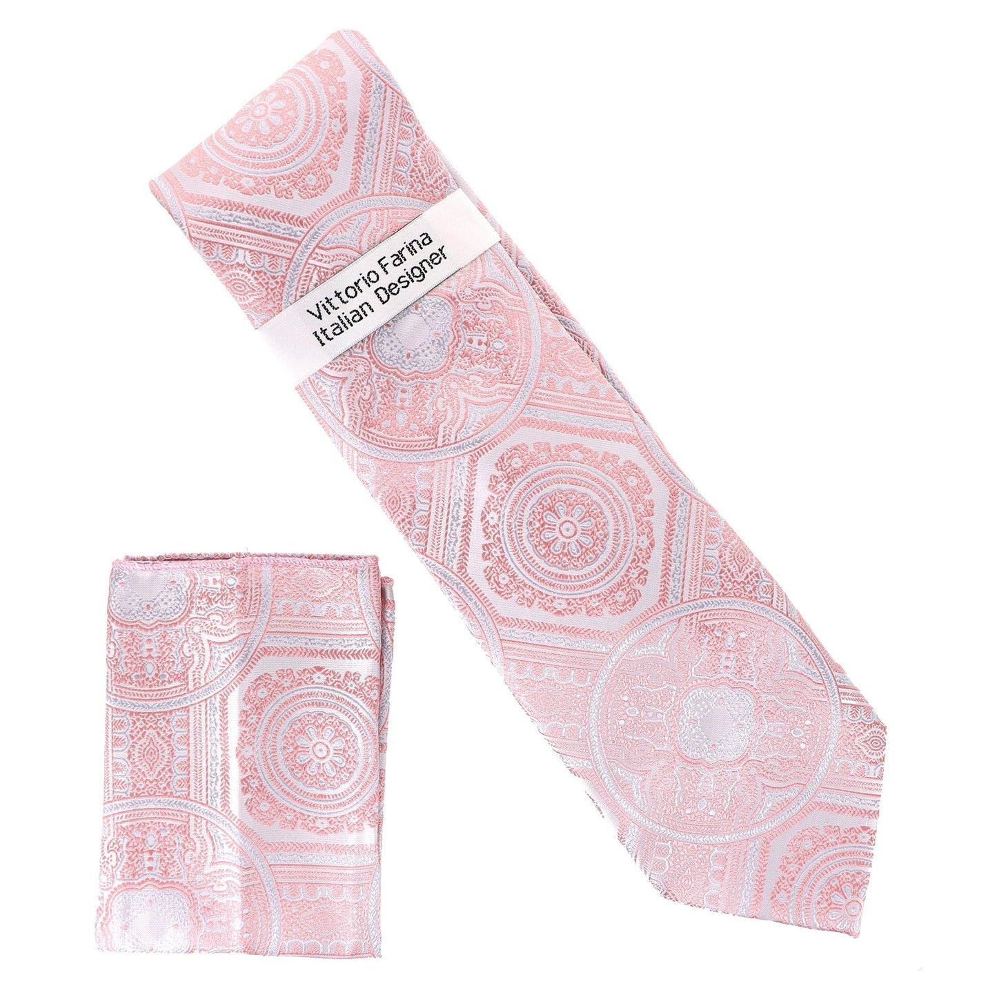 Vittorio Farina Men's Geometric Design Necktie & Pocket Square - D-1349 - Necktie & Pocket Square - Vittorio Farina