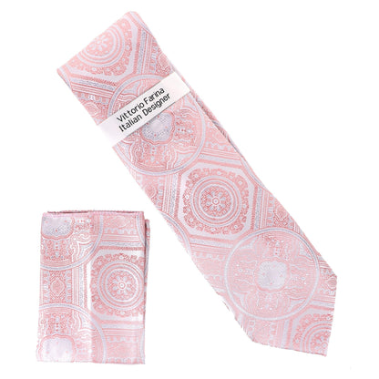Vittorio Farina Men's Geometric Design Necktie & Pocket Square - D-1349 - Necktie & Pocket Square - Vittorio Farina