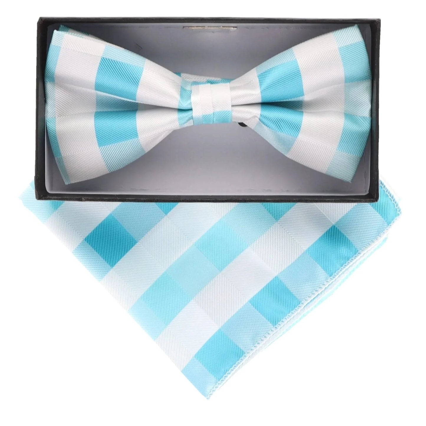 Vittorio Farina Men's Geometric Design Satin Bow Tie & Pocket Square in Gift Box - BH-21006 - Bow Tie & Pocket Square - Vittorio Farina