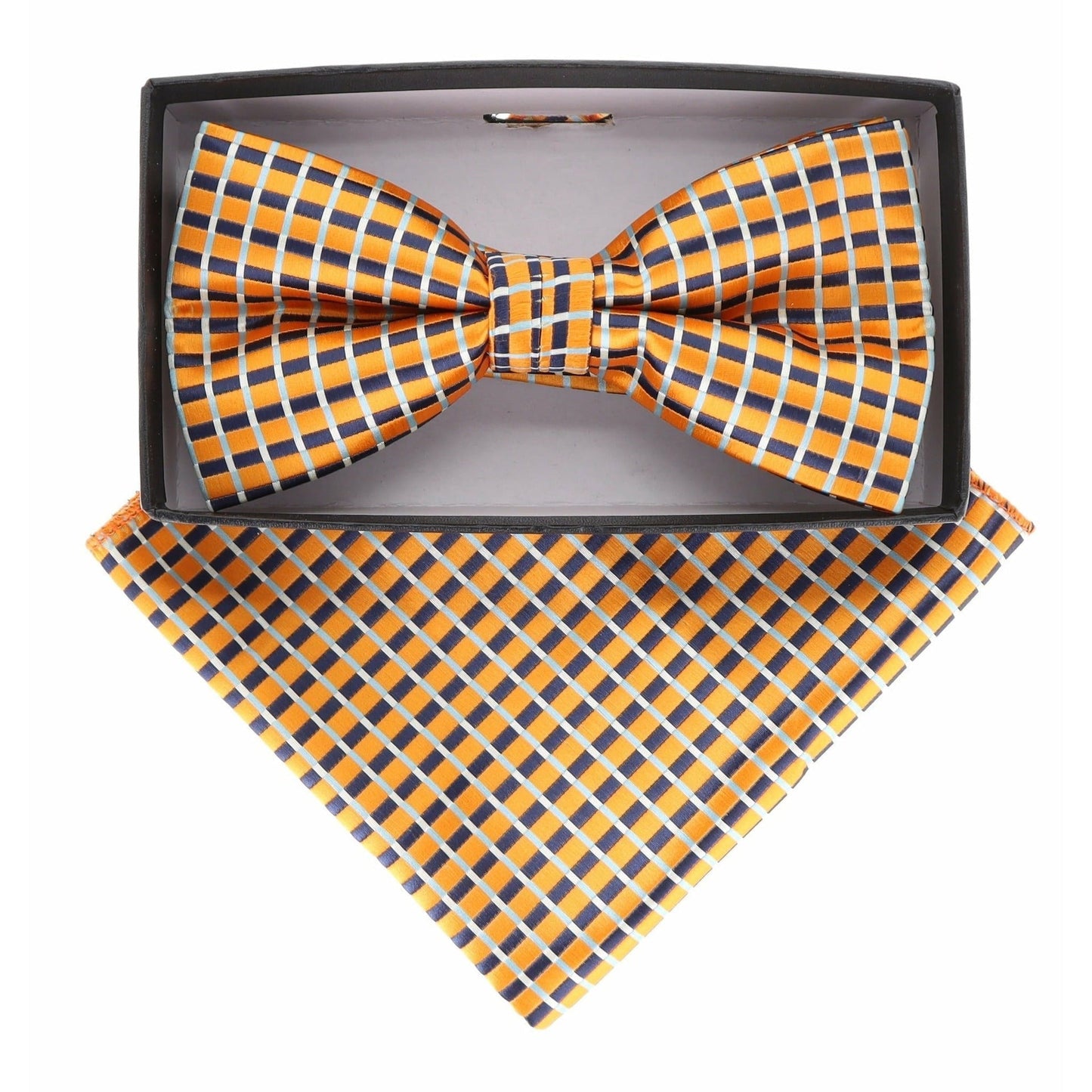 Vittorio Farina Men's Geometric Design Satin Bow Tie & Pocket Square in Gift Box - BH-21067 - Bow Tie & Pocket Square - Vittorio Farina