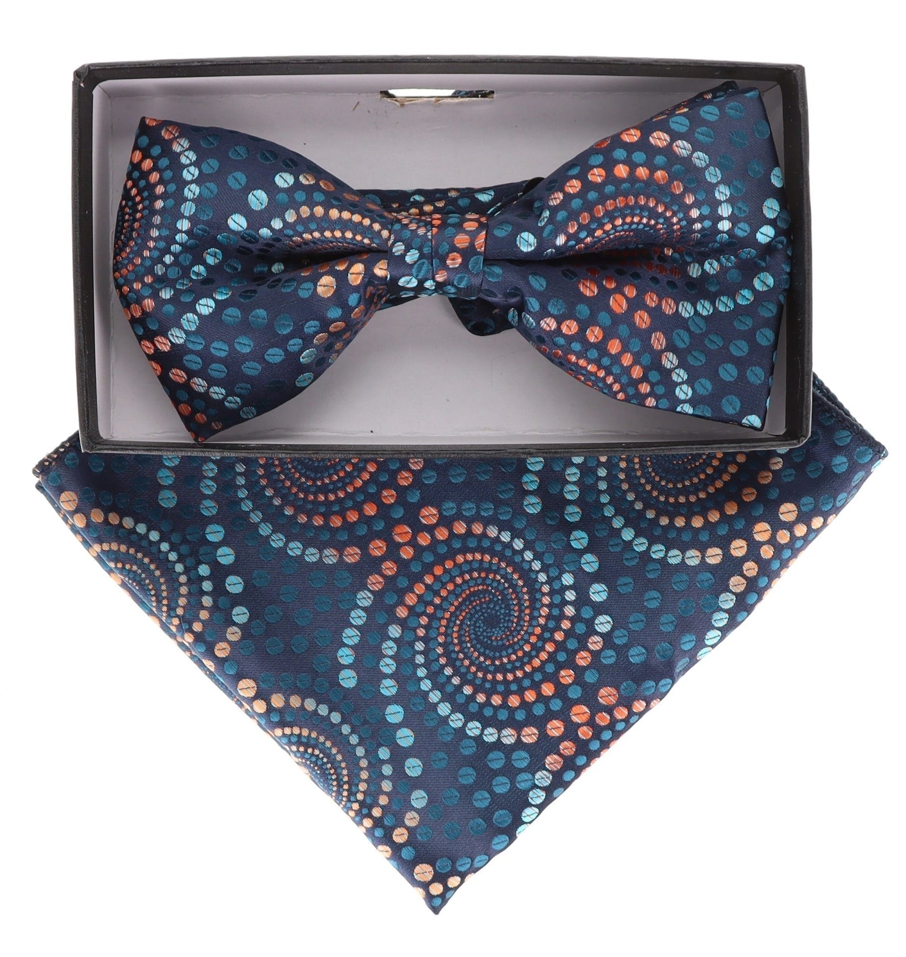 Vittorio Farina Men's Geometric Design Satin Bow Tie & Pocket Square in Gift Box - BH-21087 - Bow Tie & Pocket Square - Vittorio Farina