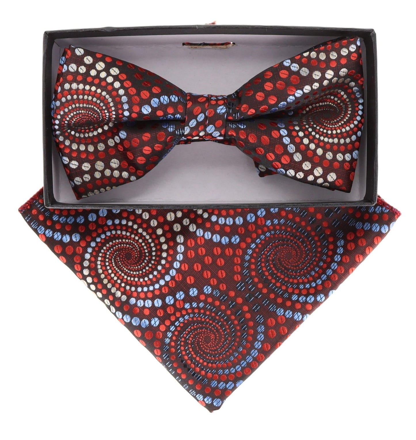 Vittorio Farina Men's Geometric Design Satin Bow Tie & Pocket Square in Gift Box - BH-21087 - Bow Tie & Pocket Square - Vittorio Farina