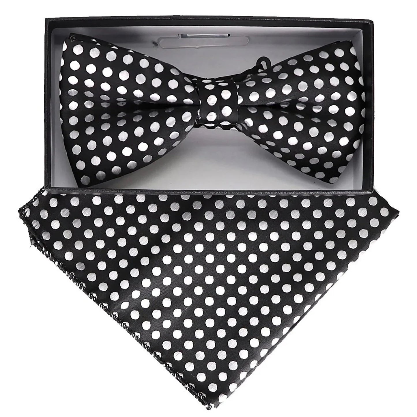 Vittorio Farina Men's Geometric Design Satin Bow Tie & Pocket Square in Gift Box - BH-21012 - Bow Tie & Pocket Square - Vittorio Farina