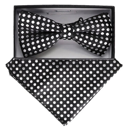 Vittorio Farina Men's Geometric Design Satin Bow Tie & Pocket Square in Gift Box - BH-21012 - Bow Tie & Pocket Square - Vittorio Farina