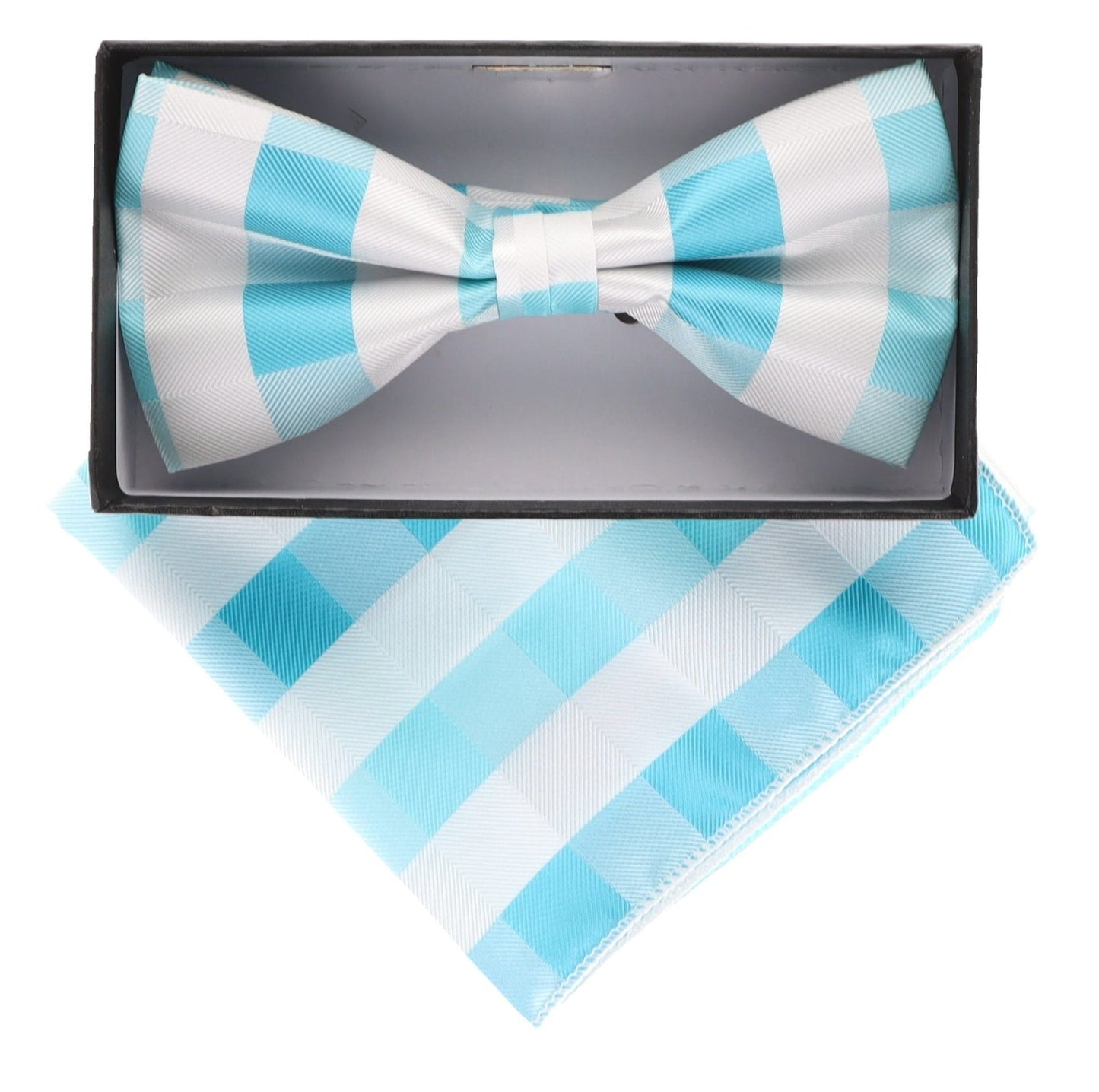 Vittorio Farina Men's Geometric Design Satin Bow Tie & Pocket Square in Gift Box - BH-21037 - Bow Tie & Pocket Square - Vittorio Farina