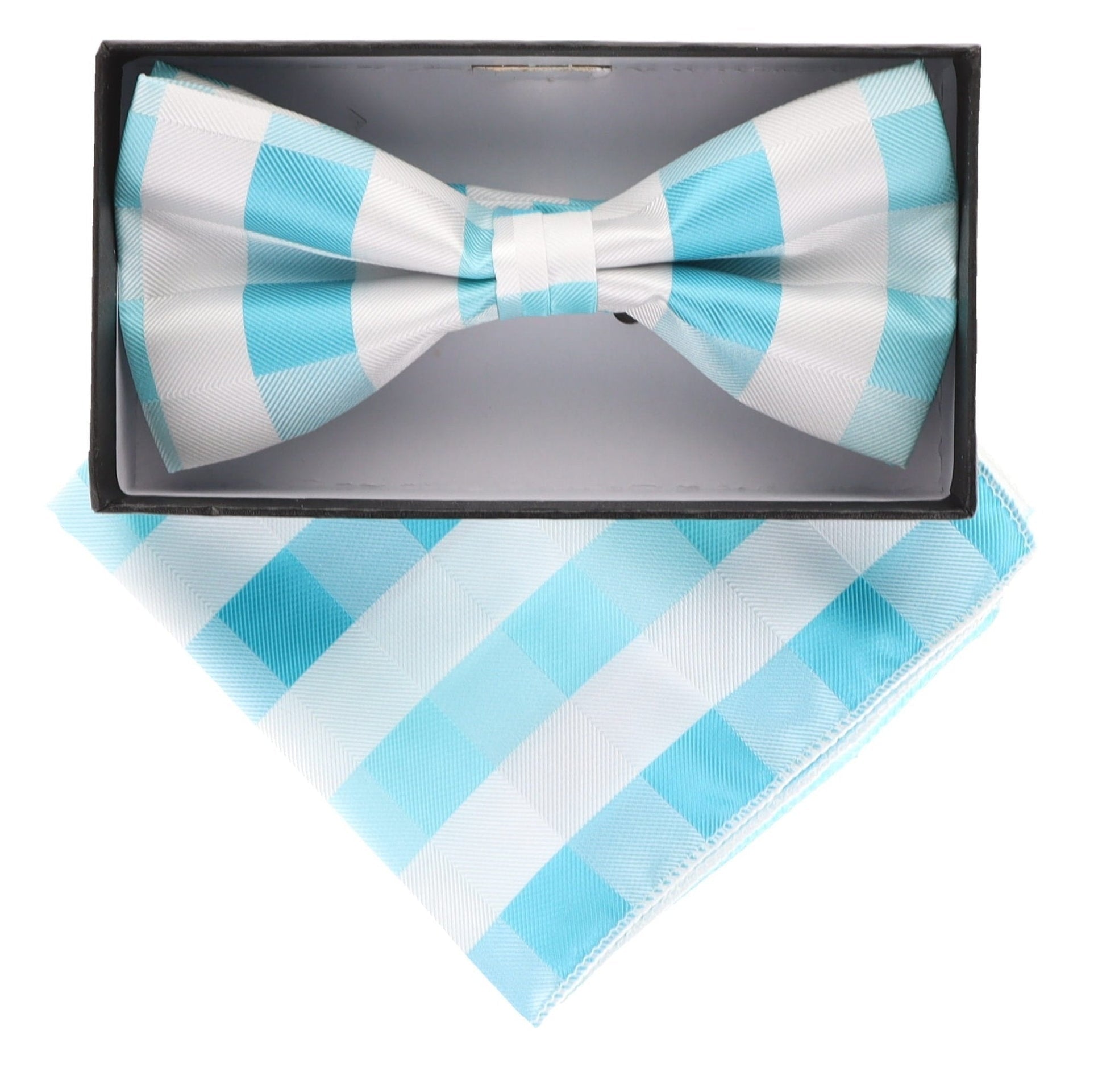 Vittorio Farina Men's Geometric Design Satin Bow Tie & Pocket Square in Gift Box - BH-21037 - Bow Tie & Pocket Square - Vittorio Farina
