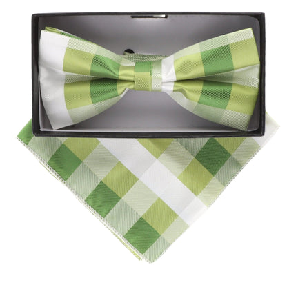 Vittorio Farina Men's Geometric Design Satin Bow Tie & Pocket Square in Gift Box - BH-21037 - Bow Tie & Pocket Square - Vittorio Farina