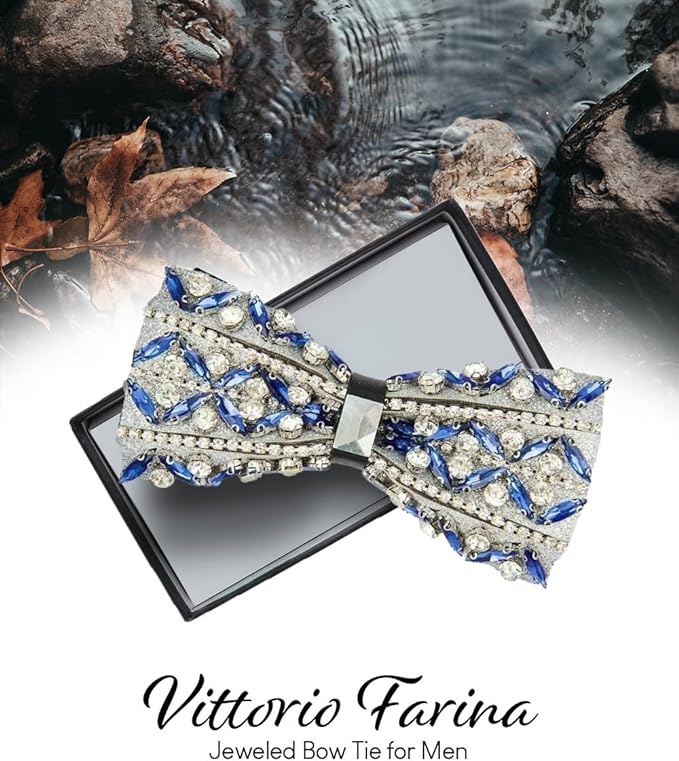 Vittorio Farina Men's Jeweled Bow Tie in Gift Box - Design: 1 - Bow Tie - Vittorio Farina