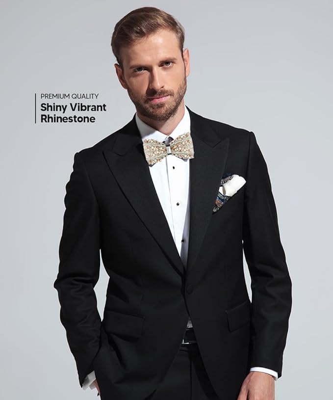 Vittorio Farina Men's Jeweled Bow Tie in Gift Box - Design: Rose Gold - Bow Tie - Vittorio Farina