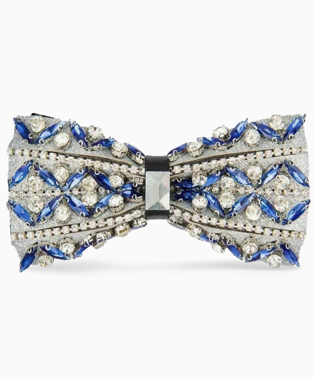Vittorio Farina Men's Jeweled Bow Tie in Gift Box - Design: Royal Blue and Silver - Bow Tie - Vittorio Farina