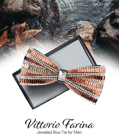 Vittorio Farina Men's Jeweled Bow Tie in Gift Box - Solid: Red - Bow Tie - Vittorio Farina