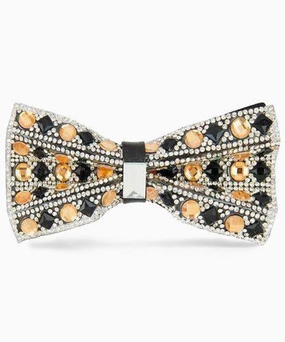 Vittorio Farina Men's Jeweled Bow Tie in Gift Box - Jeweled: Black and Taupe - Bow Tie - Vittorio Farina