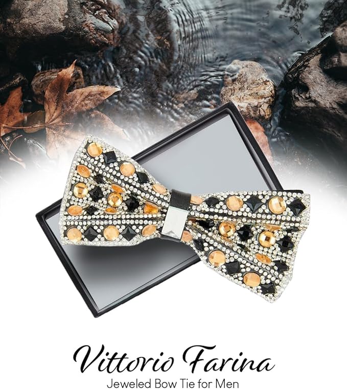 Vittorio Farina Men's Jeweled Bow Tie in Gift Box - Solid: Red - Bow Tie - Vittorio Farina