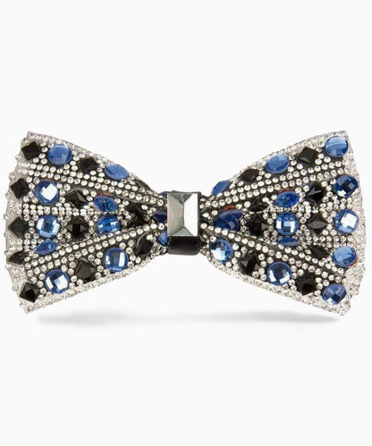 Vittorio Farina Men's Jeweled Bow Tie in Gift Box - Jeweled: Silver and Blue - Bow Tie - Vittorio Farina