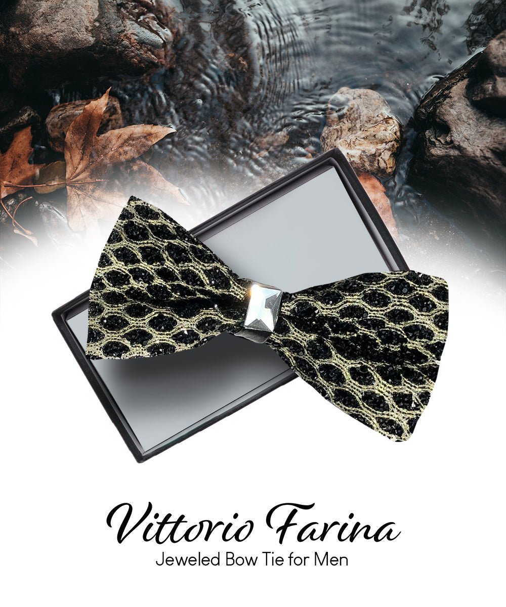 Vittorio Farina Men's Jeweled Bow Tie in Gift Box - Design: Royal Blue - Bow Tie - Vittorio Farina