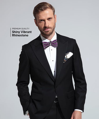 Vittorio Farina Men's Jeweled Bow Tie in Gift Box - Solid: Purple - Bow Tie - Vittorio Farina