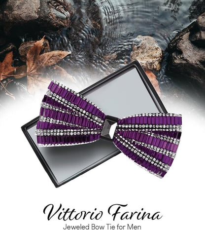 Vittorio Farina Men's Jeweled Bow Tie in Gift Box - Solid: Rose Gold - Bow Tie - Vittorio Farina