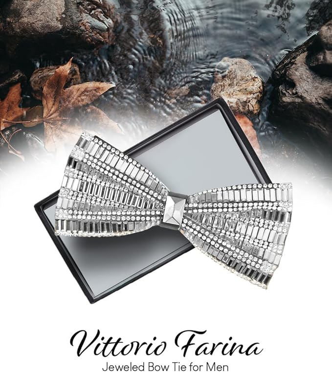 Vittorio Farina Men's Jeweled Bow Tie in Gift Box - Solid: Red - Bow Tie - Vittorio Farina