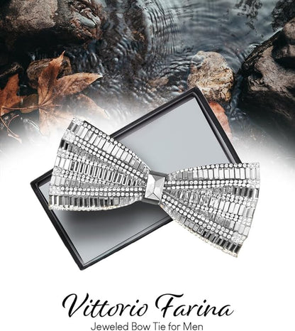 Vittorio Farina Men's Jeweled Bow Tie in Gift Box - Solid: Red - Bow Tie - Vittorio Farina