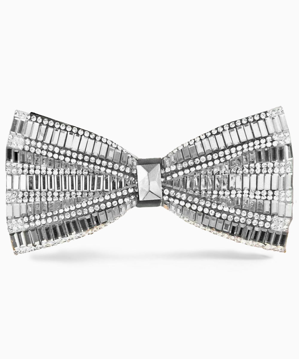 Vittorio Farina Men's Jeweled Bow Tie in Gift Box - Solid: Silver - Bow Tie - Vittorio Farina