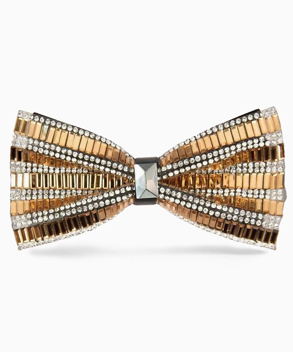 Vittorio Farina Men's Jeweled Bow Tie in Gift Box - Solid: Taupe - Bow Tie - Vittorio Farina