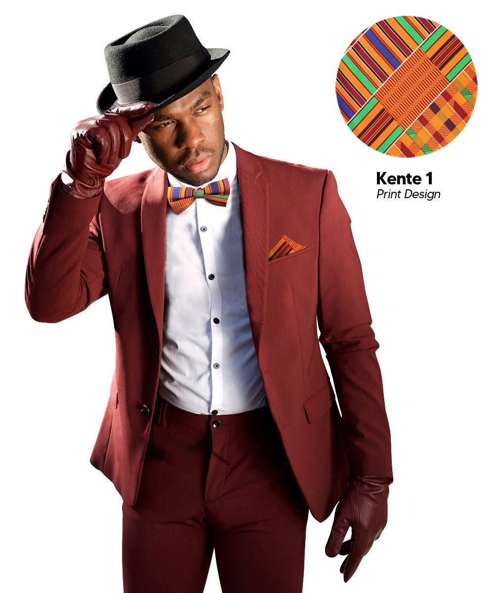 Vittorio Farina Men's Kente Satin Bow Tie & Pocket Square in Gift Box - Camouflage - Bow Tie & Pocket Square - Vittorio Farina