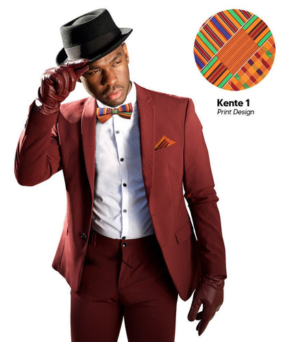 Vittorio Farina Men's Kente Satin Bow Tie & Pocket Square in Gift Box - Camouflage - Bow Tie & Pocket Square - Vittorio Farina