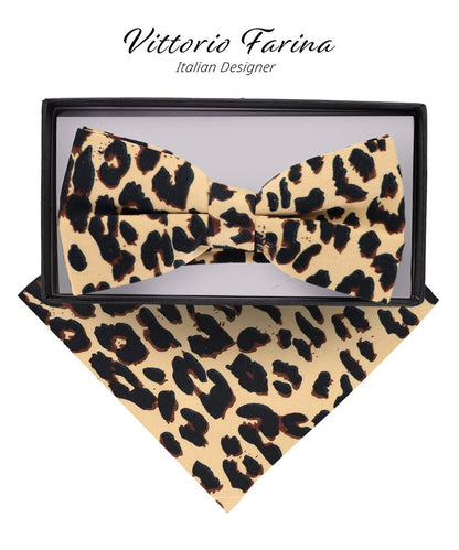 Vittorio Farina Men's Kente Satin Bow Tie & Pocket Square in Gift Box - Kente 3 - Bow Tie & Pocket Square - Vittorio Farina