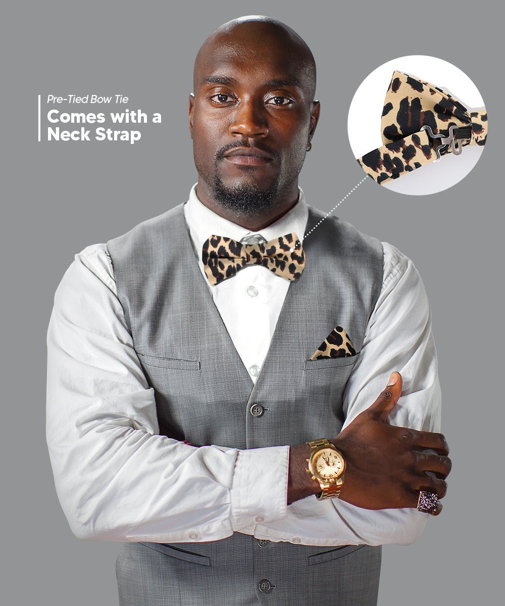 Vittorio Farina Men's Kente Satin Bow Tie & Pocket Square in Gift Box - Kente 3 - Bow Tie & Pocket Square - Vittorio Farina
