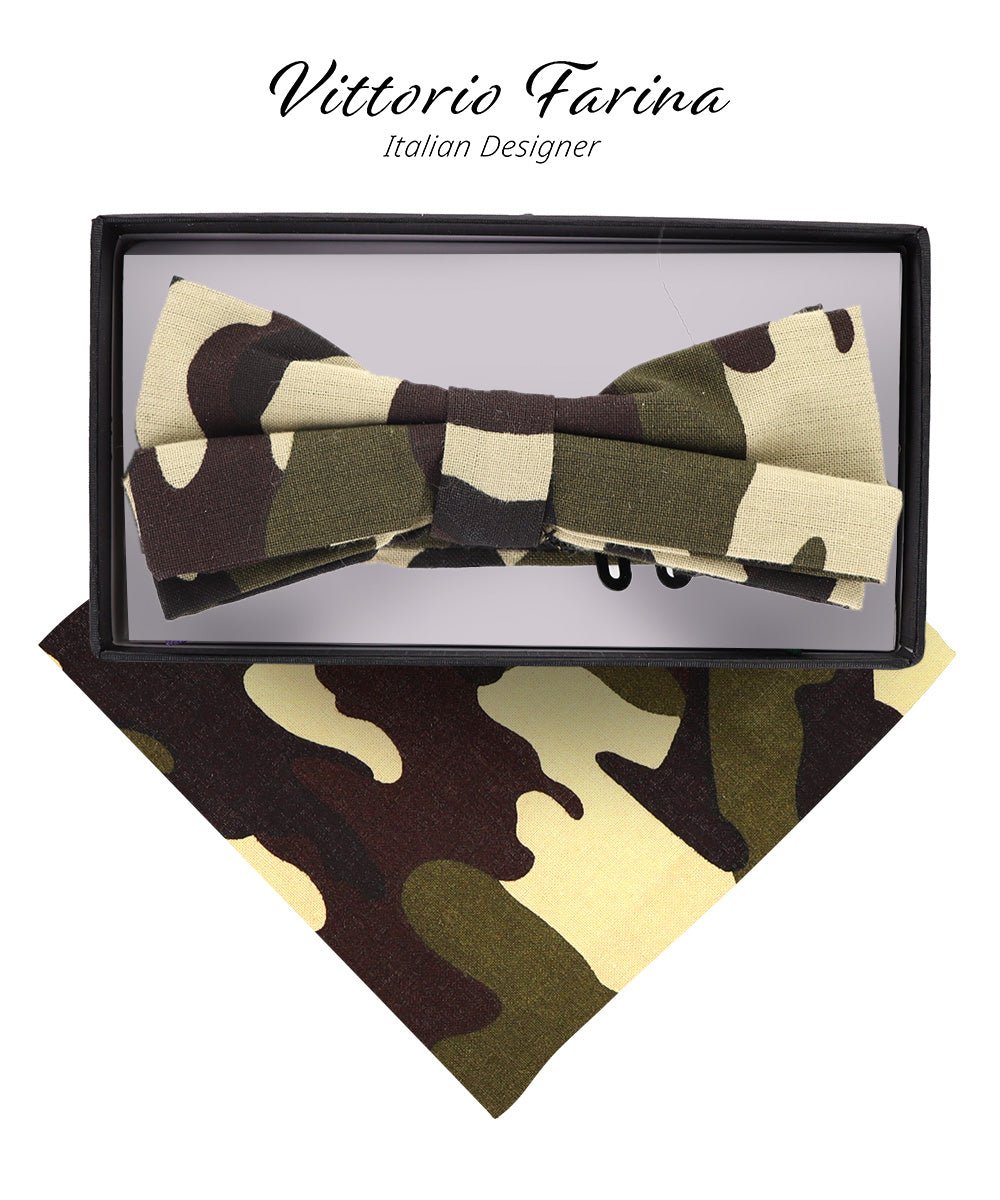 Vittorio Farina Men's Kente Satin Bow Tie & Pocket Square in Gift Box - Kente 3 - Bow Tie & Pocket Square - Vittorio Farina