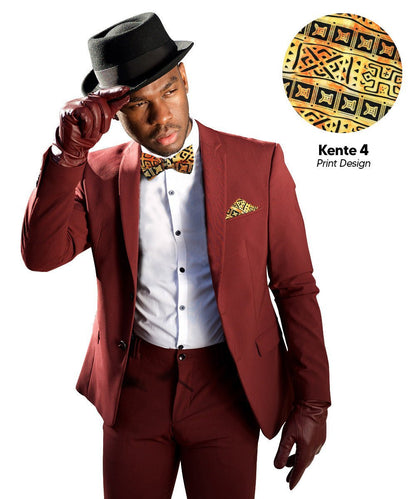 Vittorio Farina Men's Kente Satin Bow Tie & Pocket Square in Gift Box - Kente 4 - Bow Tie & Pocket Square - Vittorio Farina