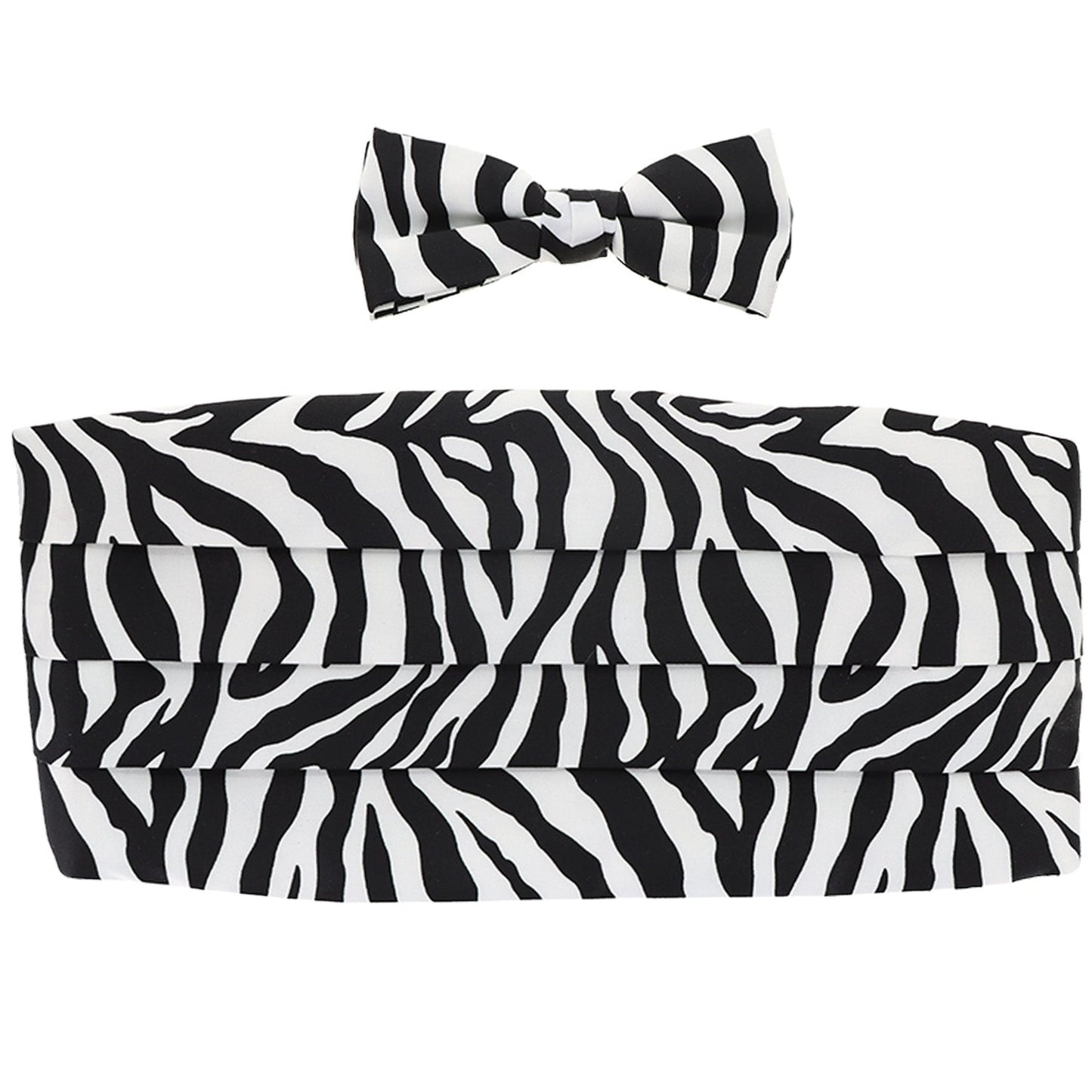 Vittorio Farina Men's Kente Satin Cummerbund, Bow Tie and Pocket Square Set in Gift Box - Zebra - Cummerbund & Bowtie Set - Vittorio Farina